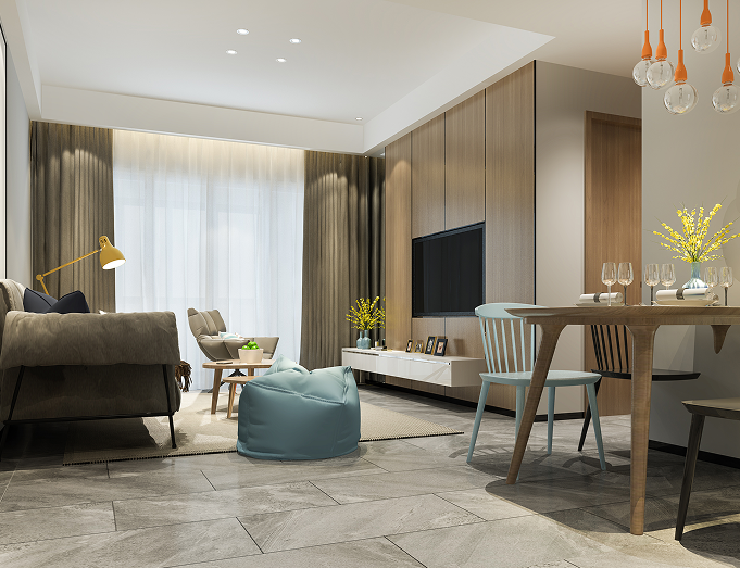 3d-rendering-loft-luxury-living-room-with-shelf-near-dining-table 1